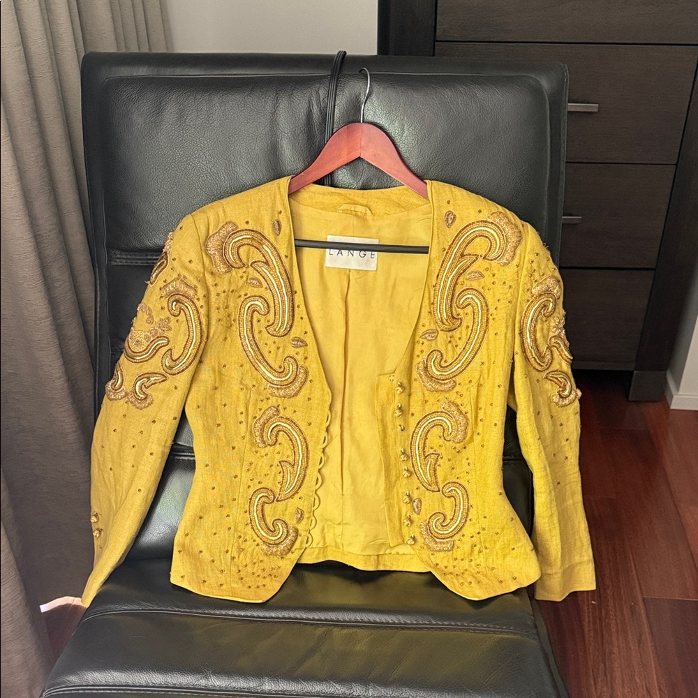Lange Yellow Embellished Blazer